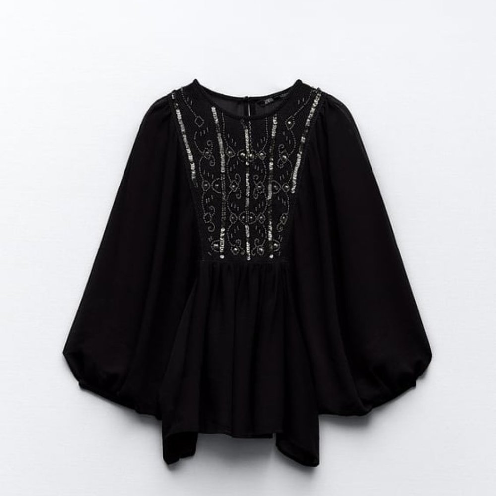 NEW ZARA TOP with front beading